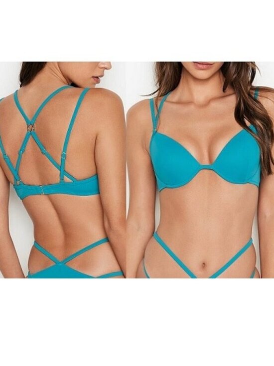 Victoria's Secret Other - 38D VICTORIA'S SECRET Swim VS Love Push-Up Bikini Top Cosmo Blue Strappy NWT
